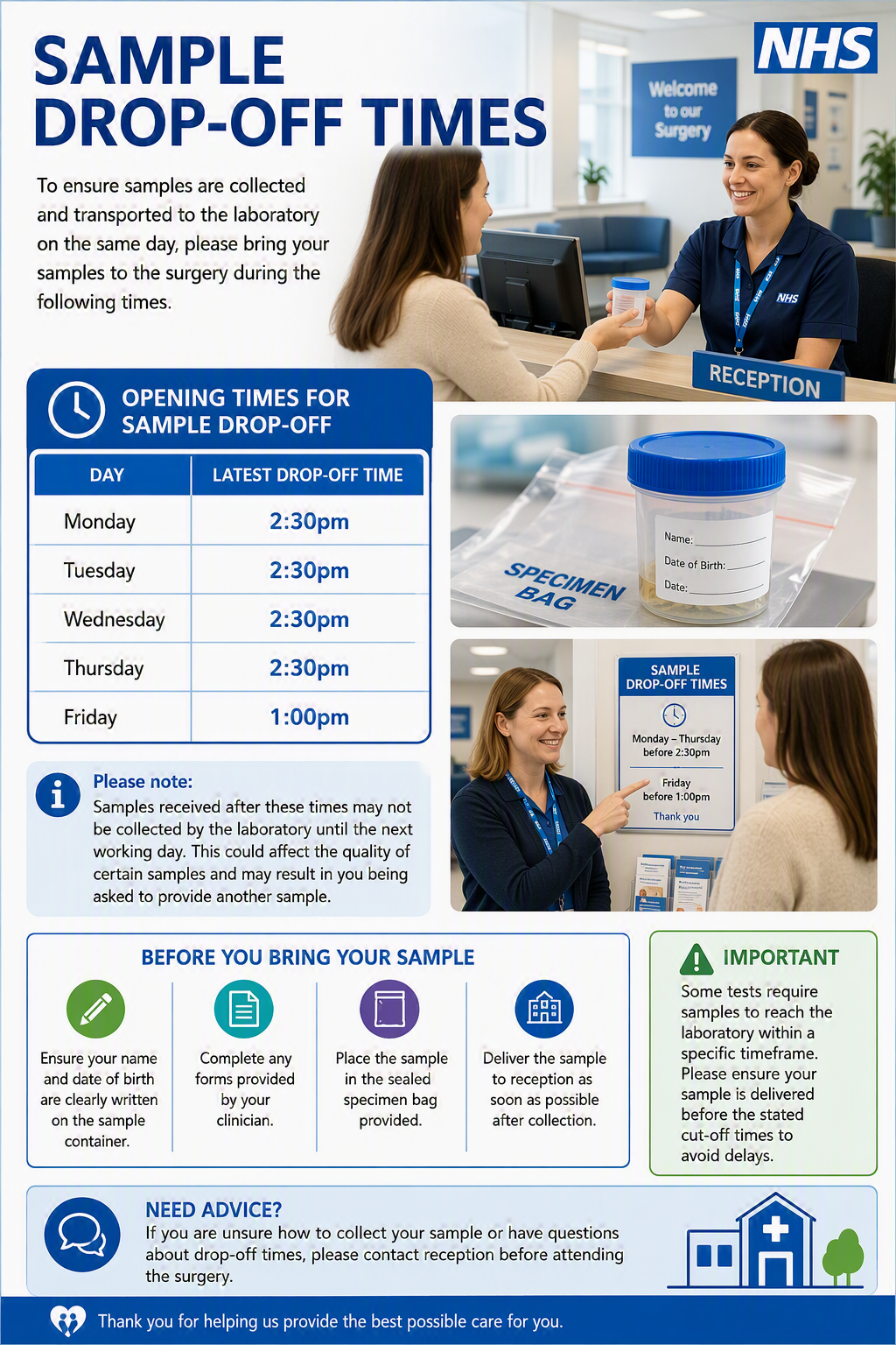 Sample Drop Off Times